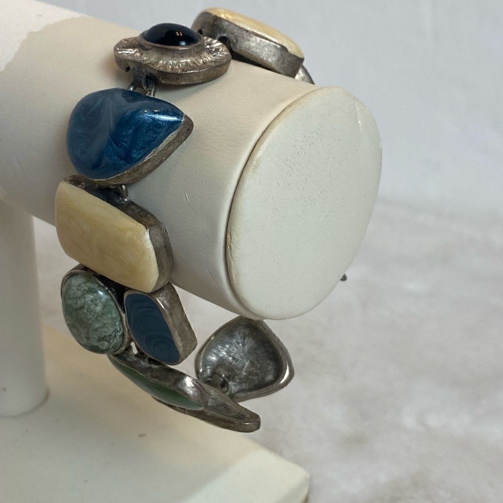 Premier Design Geo Design Enamel Cream, Green Toggle Bracelet - Picture 7 of 10